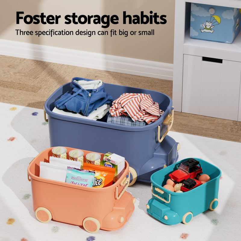 3PCS Car-Shaped Toy Storage Boxes