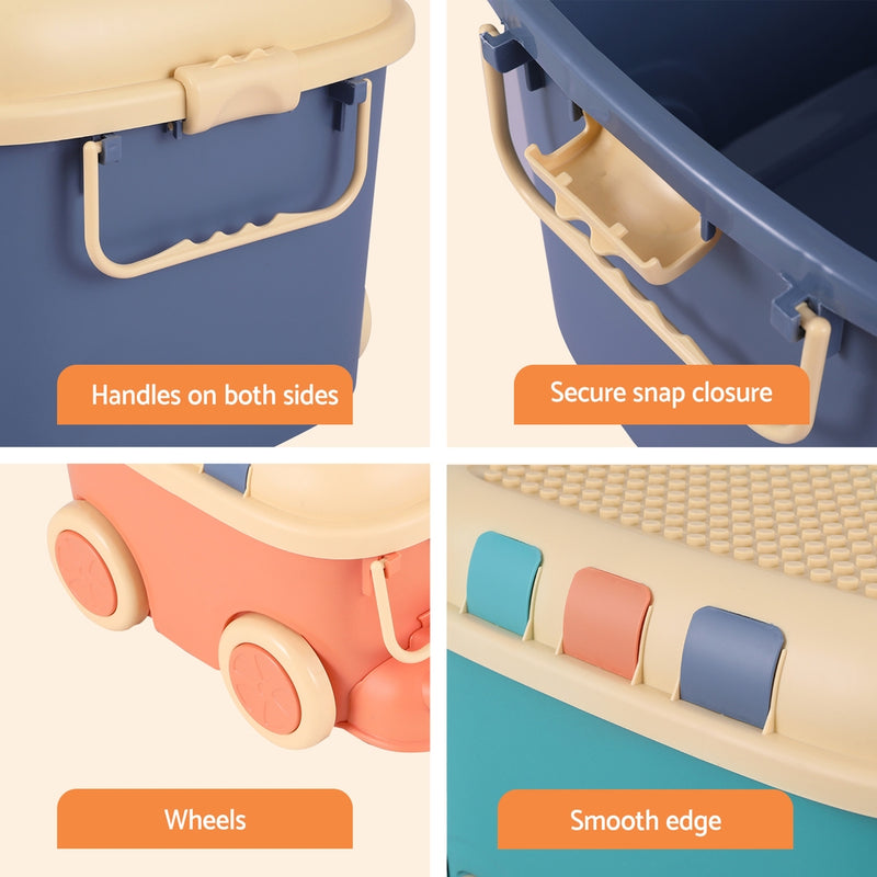 3PCS Car-Shaped Toy Storage Boxes