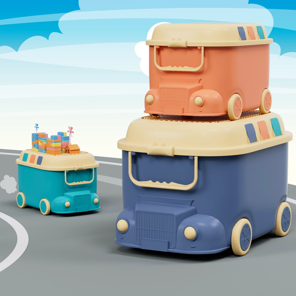 3PCS Car-Shaped Toy Storage Boxes