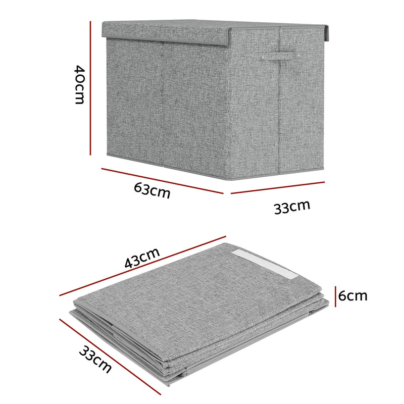 Large Foldable Toy Box with Flip-Top Lid – Grey
