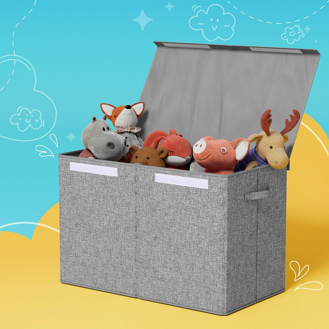 Large Foldable Toy Box with Flip-Top Lid – Grey