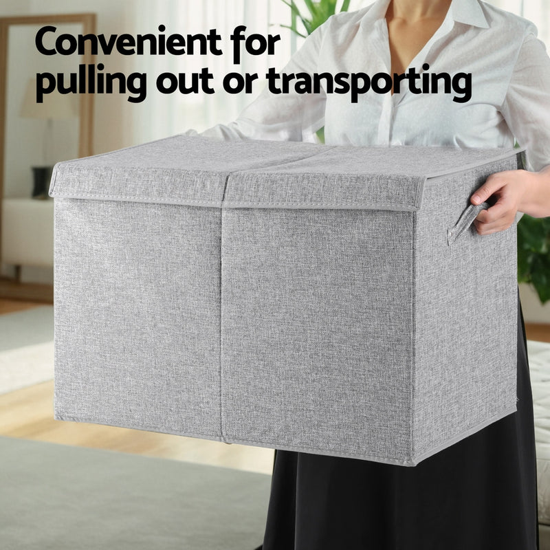Large Foldable Toy Box with Flip-Top Lid – Grey
