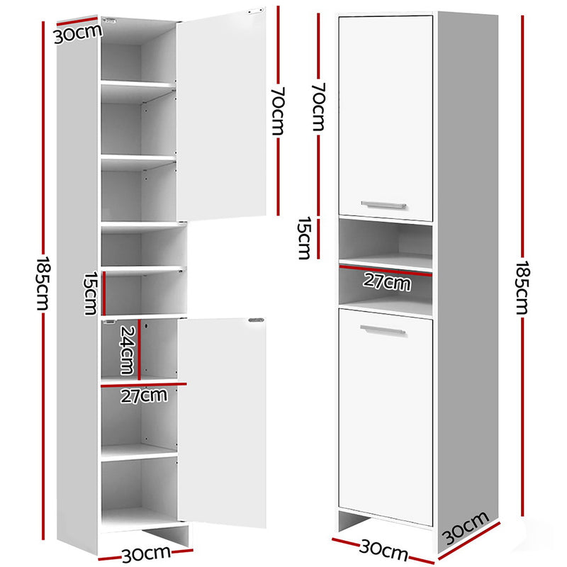 Artiss Bathroom Storage Cabinet 185cm – White