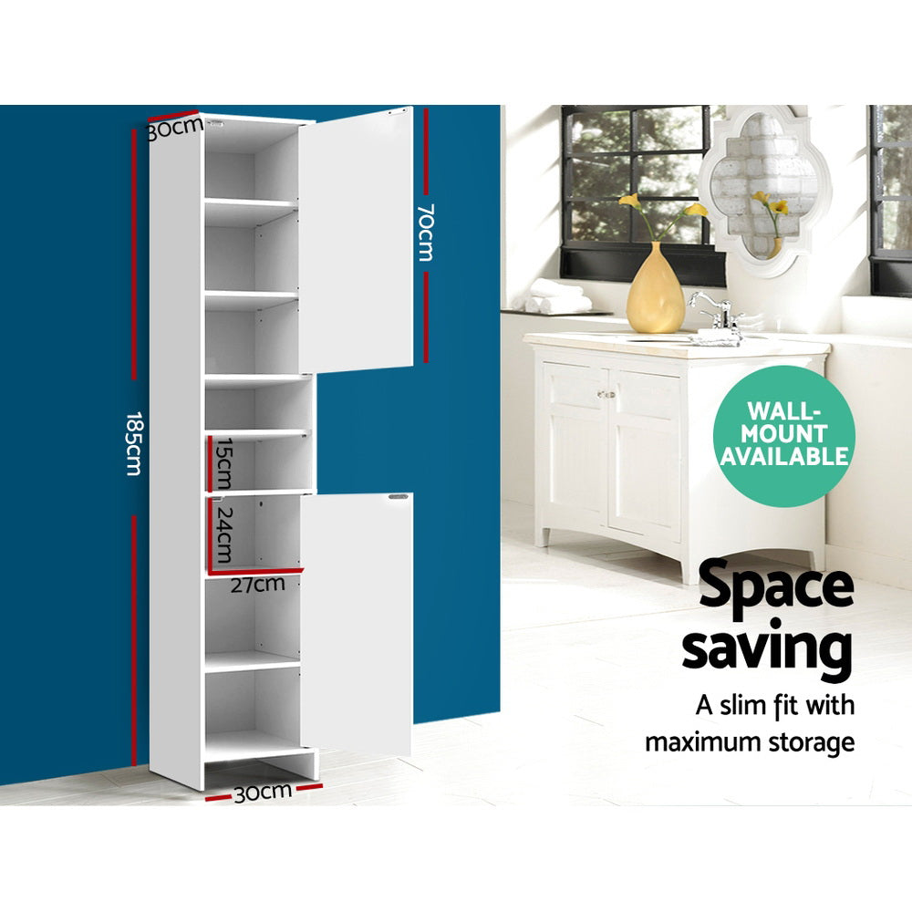 Artiss Bathroom Storage Cabinet 185cm – White