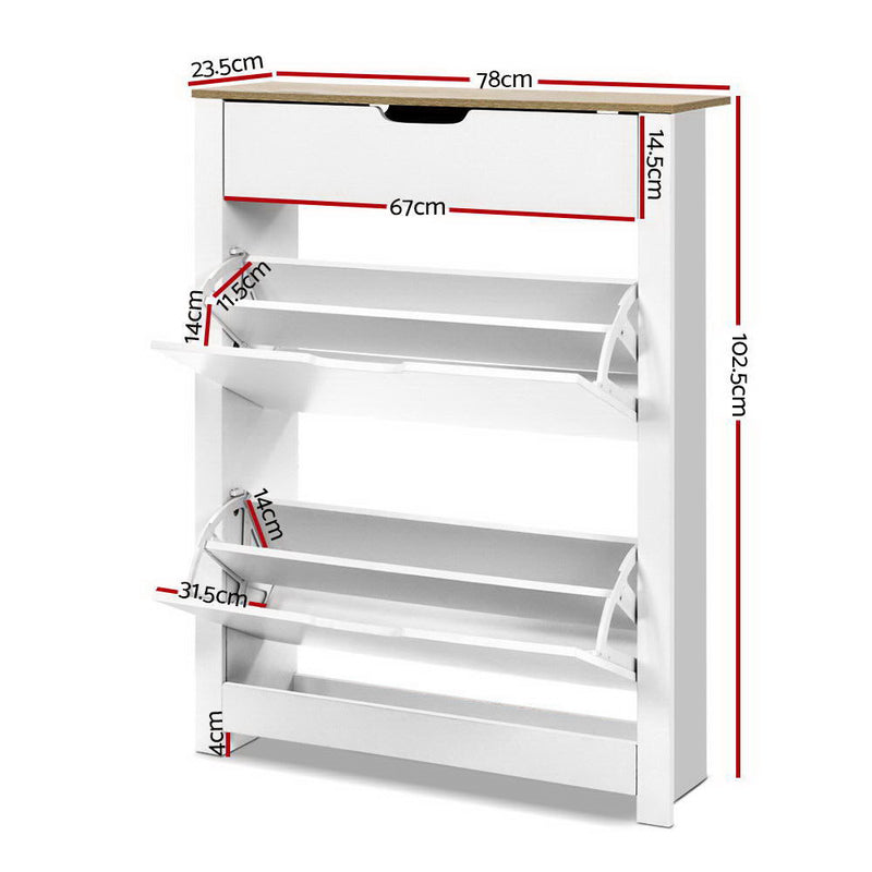 Artiss Shoe Rack Cabinet 16 Pairs White