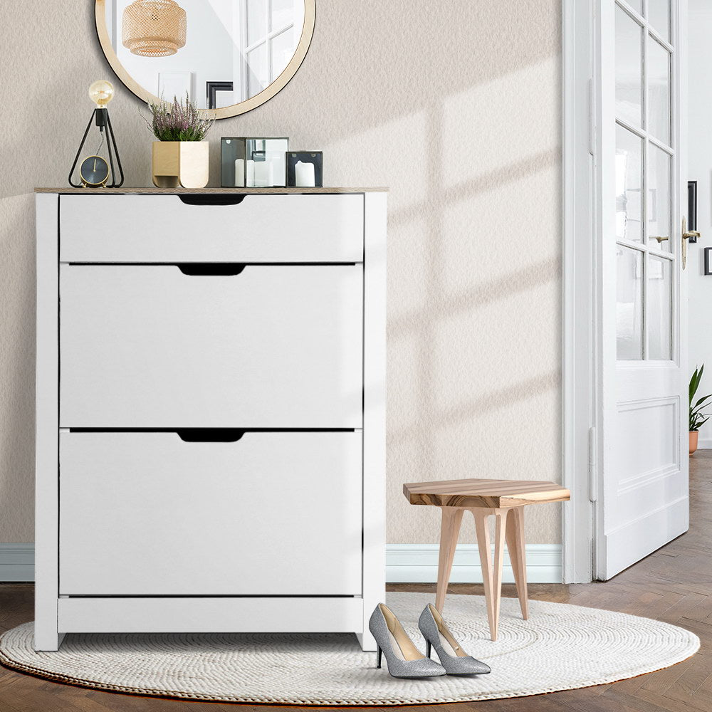 Artiss Shoe Rack Cabinet 16 Pairs White