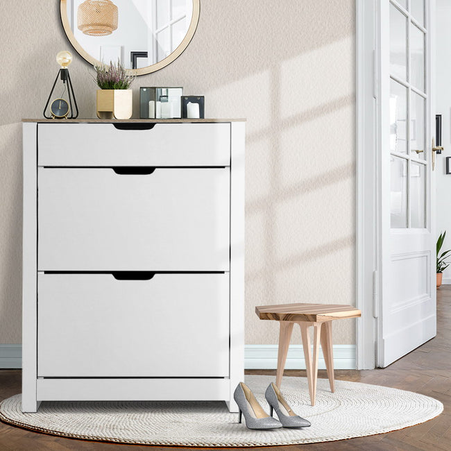 Artiss Shoe Rack Cabinet 16 Pairs White
