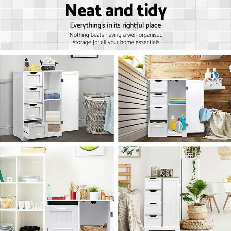 Artiss Bathroom Storage Cabinet with Drawers – White