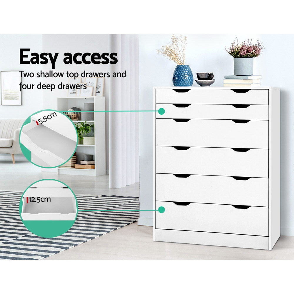 6 Chest of Drawers - MYLA White