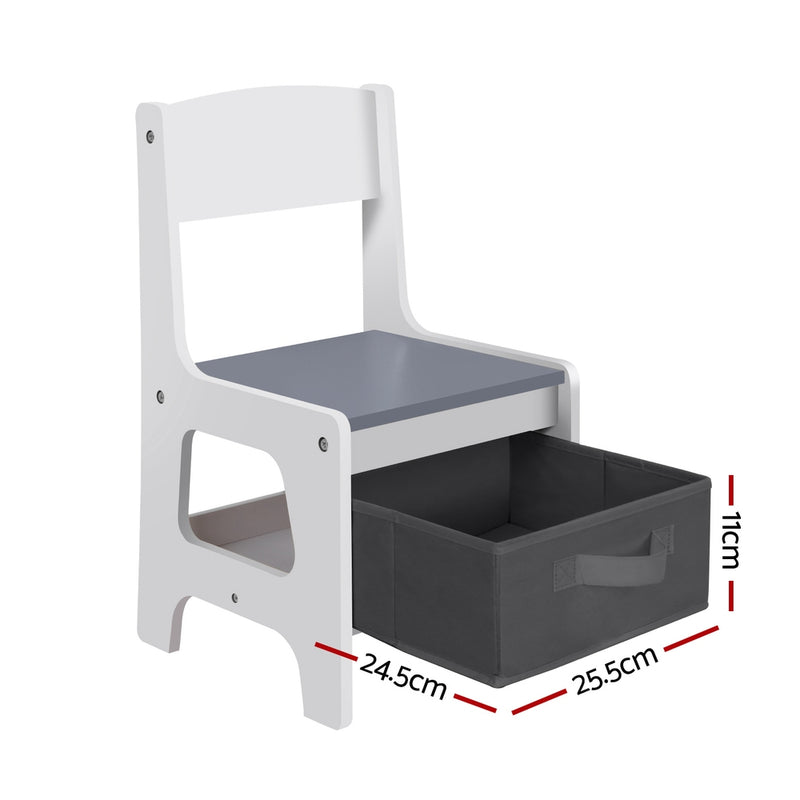 Kids Activity Table & Chairs Set with Storage and Chalkboard – Grey