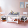 Kids Activity Table & Chairs Set with Storage and Chalkboard – Grey