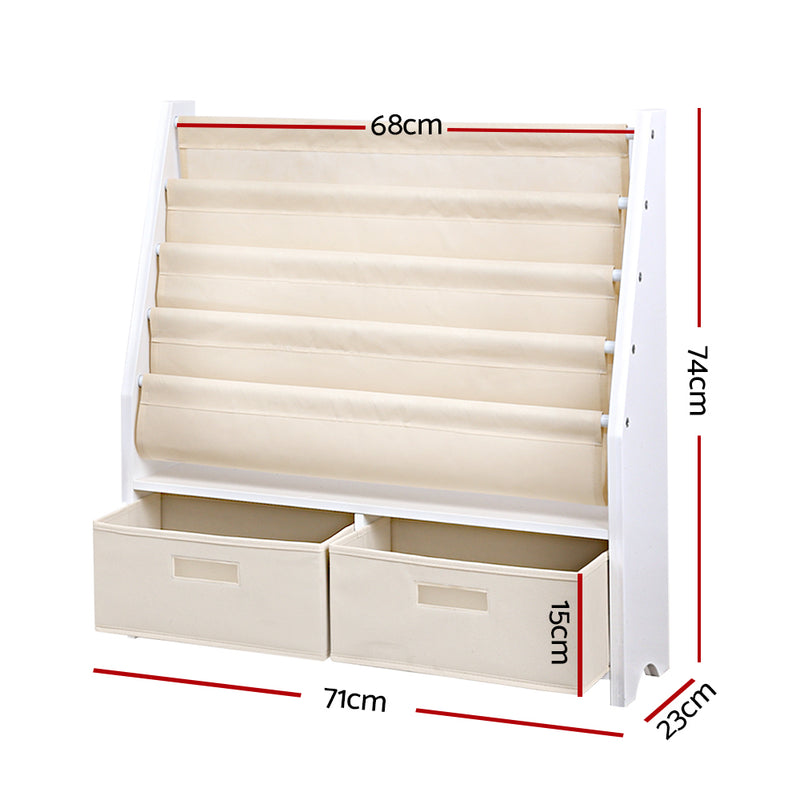 Keezi 4-Tier Kids Bookshelf Organiser with Drawer