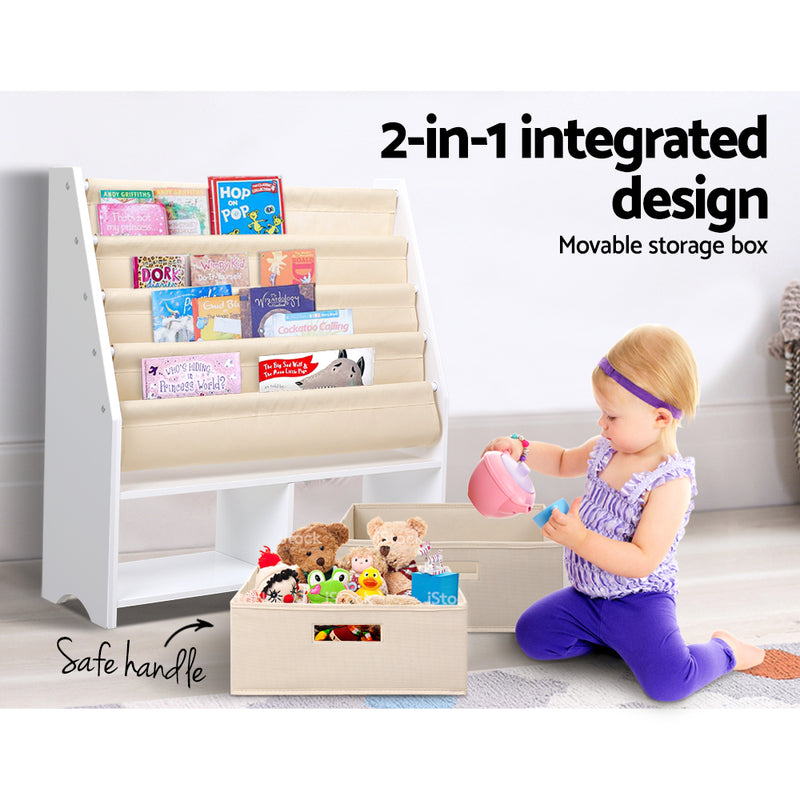 Keezi 4-Tier Kids Bookshelf Organiser with Drawer