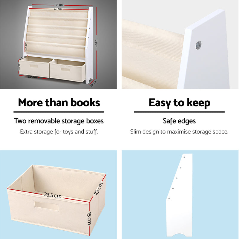 Keezi 4-Tier Kids Bookshelf Organiser with Drawer