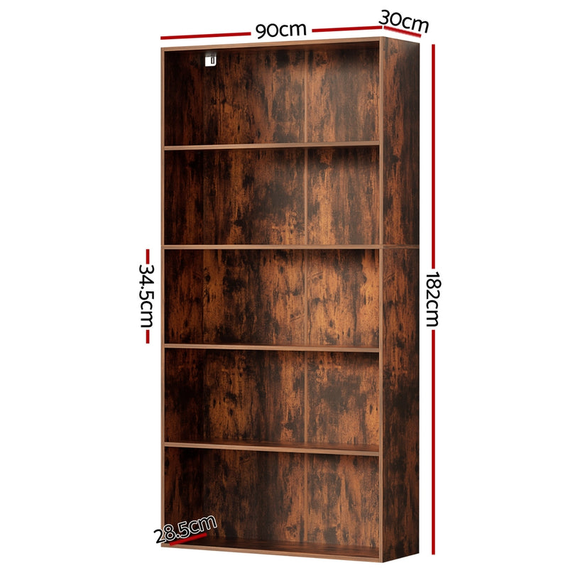 Bookshelf 5 Tiers Walnut