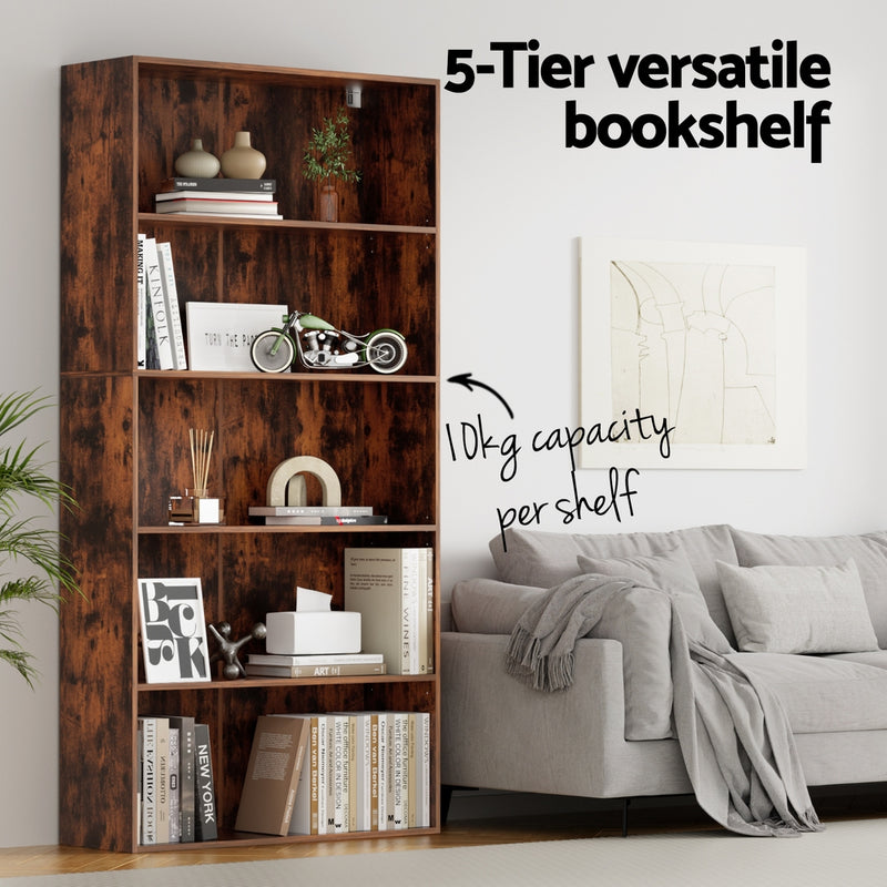 Bookshelf 5 Tiers Walnut