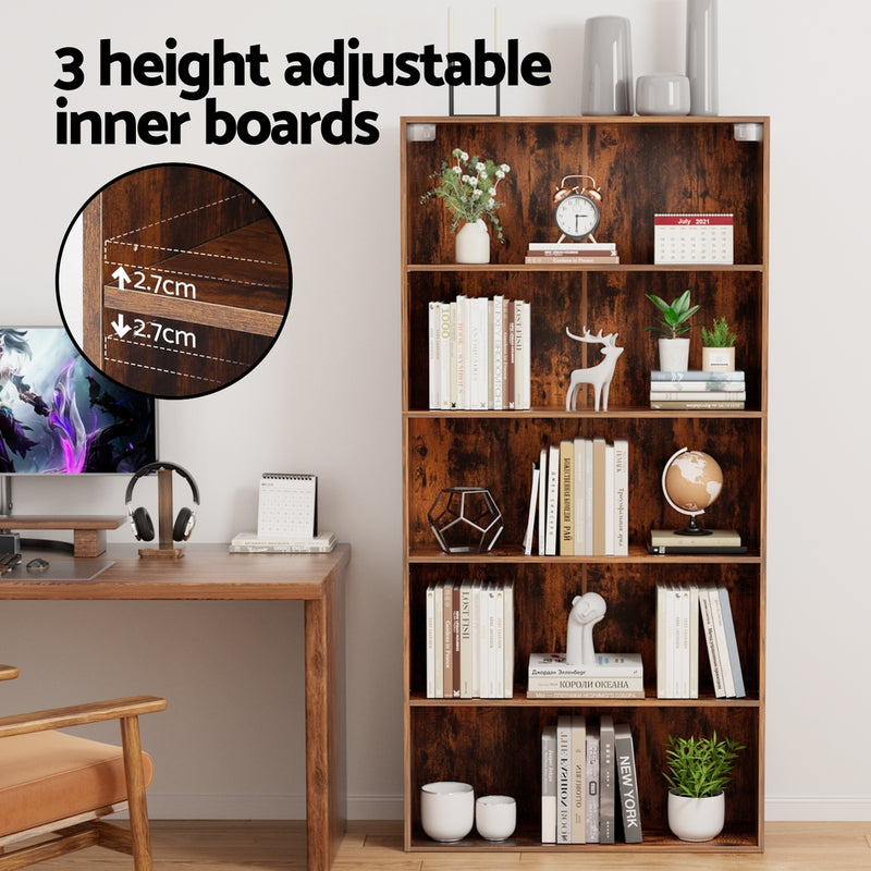 Bookshelf 5 Tiers Walnut
