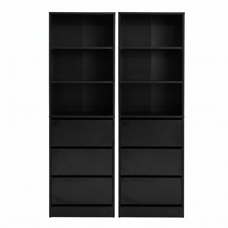 Artiss 2x Chest of 3 Drawers Tallboy Cabinet – Black