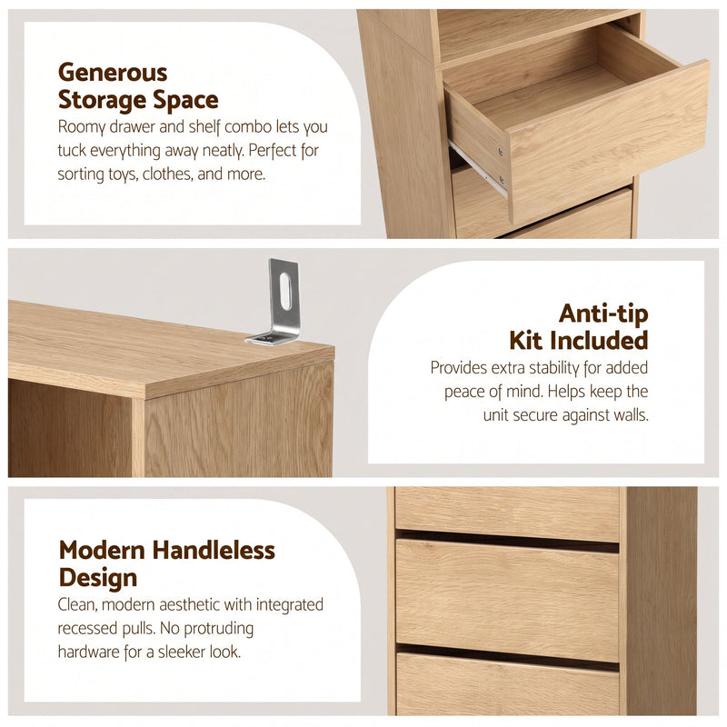 Artiss 2x Chest of 3 Drawers Tallboy Cabinet – Pine
