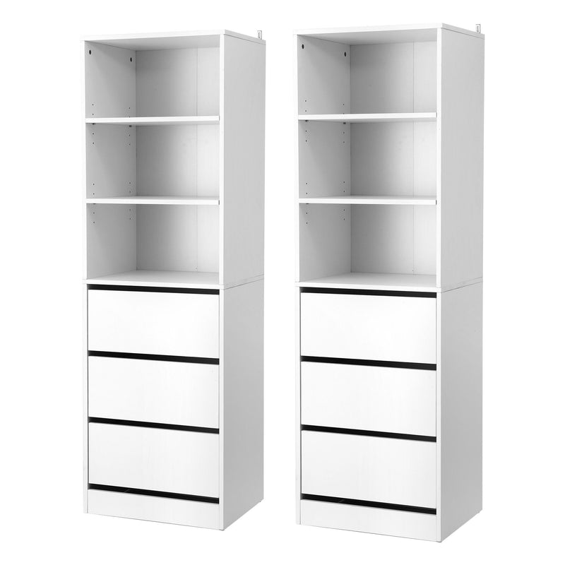 Artiss 2x 3 Drawer Tallboy Chest Storage Cabinet White