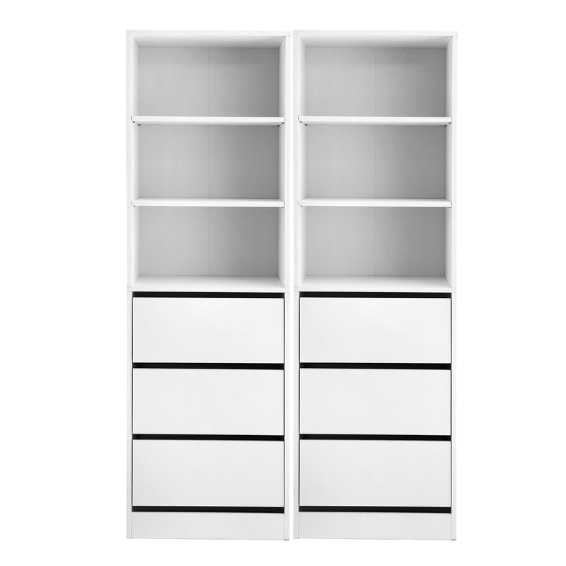 Artiss 2x 3 Drawer Tallboy Chest Storage Cabinet White