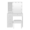 Dylan White Dressing Table Set with Stool & 10 LED Bulbs