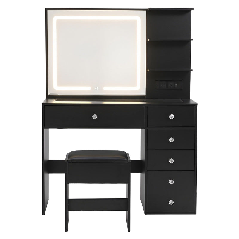 Artiss LED Vanity Dressing Table Set with Stool – Black