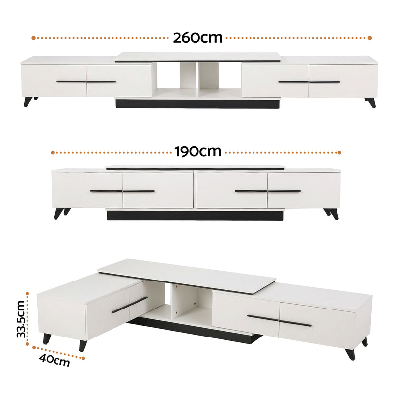Artiss Extendable TV Cabinet – White Entertainment Unit Stand