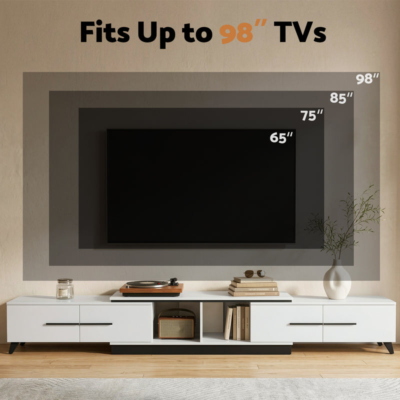 Artiss Extendable TV Cabinet – White Entertainment Unit Stand