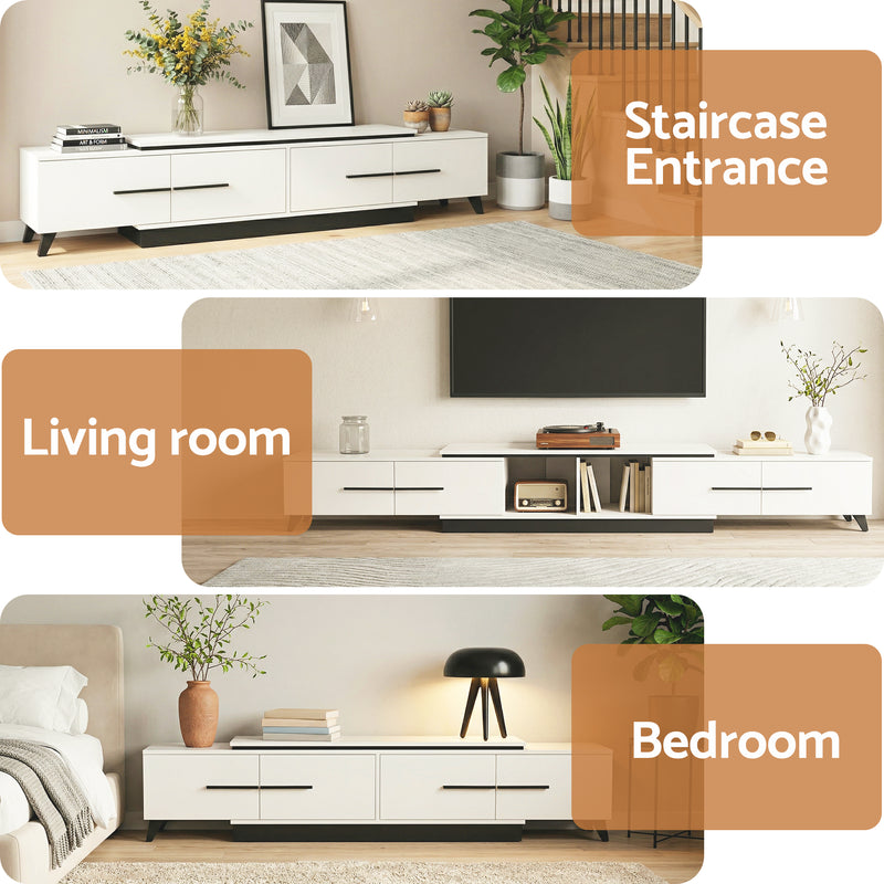 Artiss Extendable TV Cabinet – White Entertainment Unit Stand