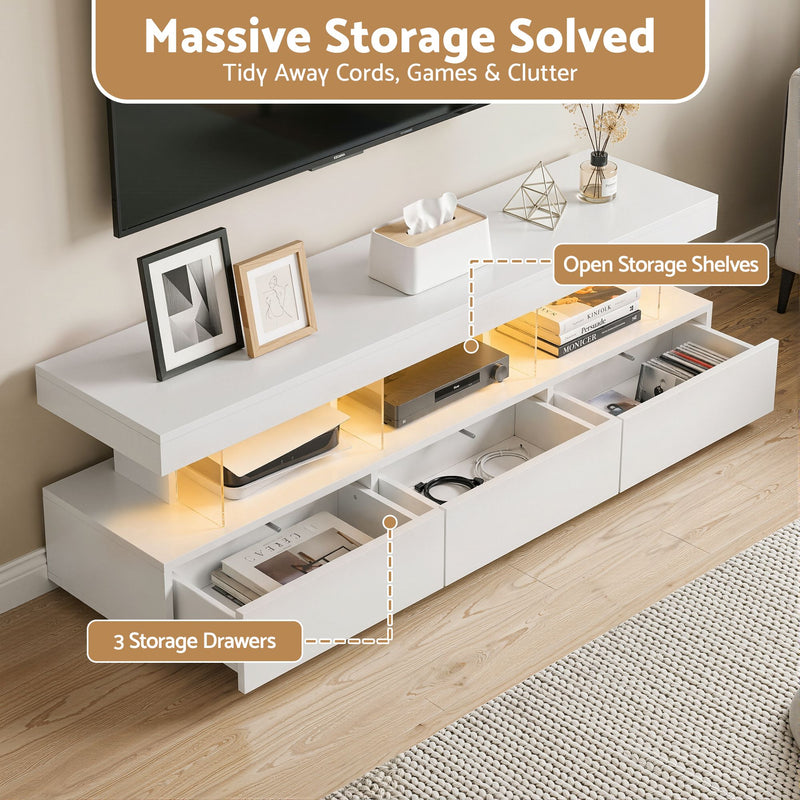 Artiss 160cm LED TV Unit with Storage Drawers – White