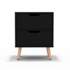 Bedside Table 2 Drawers - BODEN Black