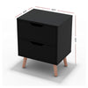 Bedside Table 2 Drawers - BODEN Black