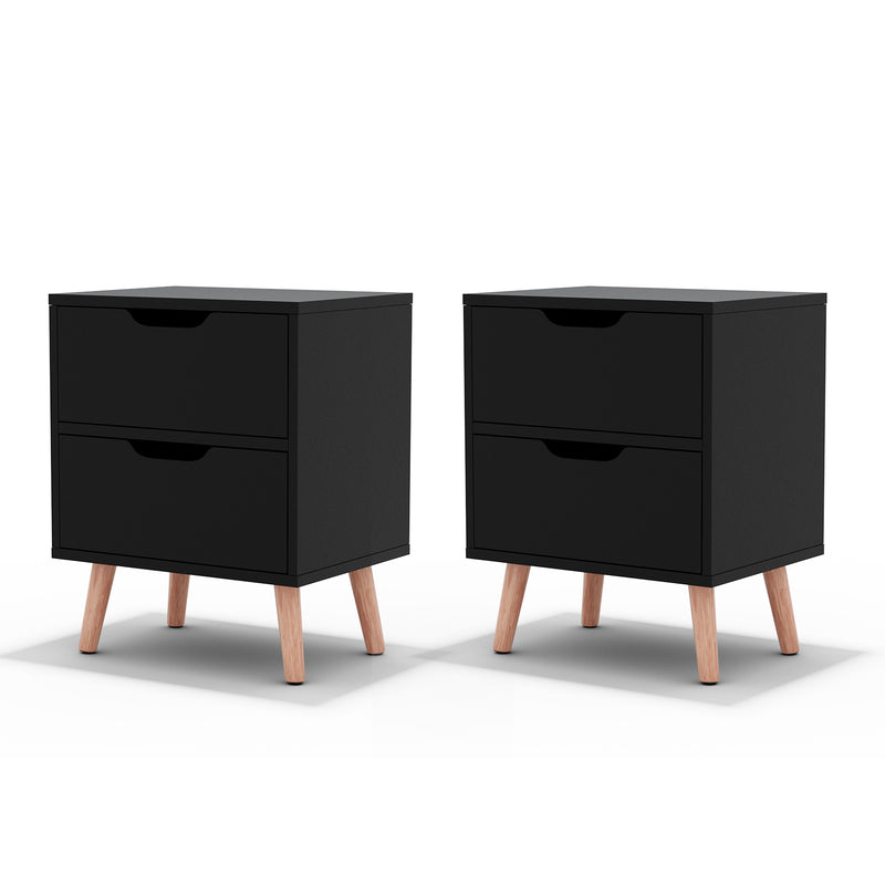 Set of 2 BODEN Black Bedside Tables – 2 Drawers