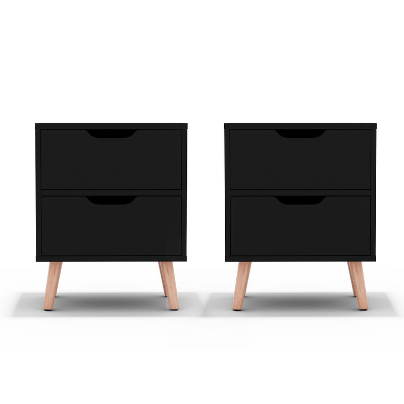 Set of 2 BODEN Black Bedside Tables – 2 Drawers