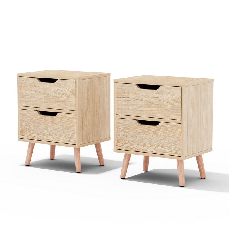 Set of 2 BODEN Pine Bedside Tables – 2 Drawers