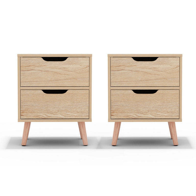 Set of 2 BODEN Pine Bedside Tables – 2 Drawers