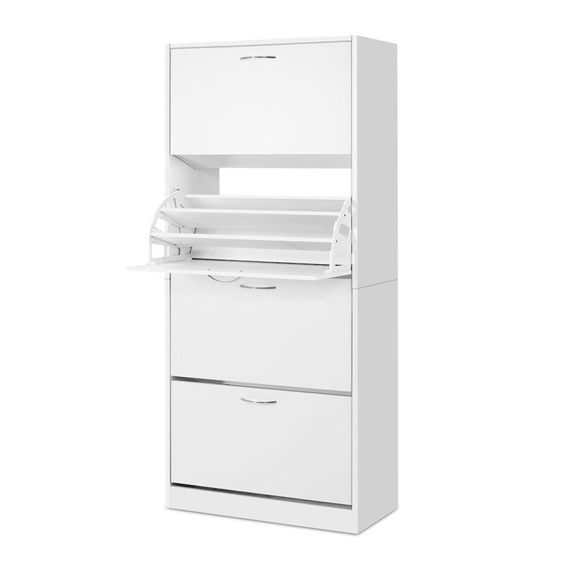 Artiss 4-Door Shoe Cabinet 60 Pairs White