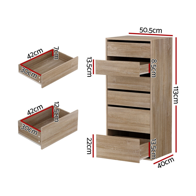 6 Chest of Drawers Dresser Tallboy Pine