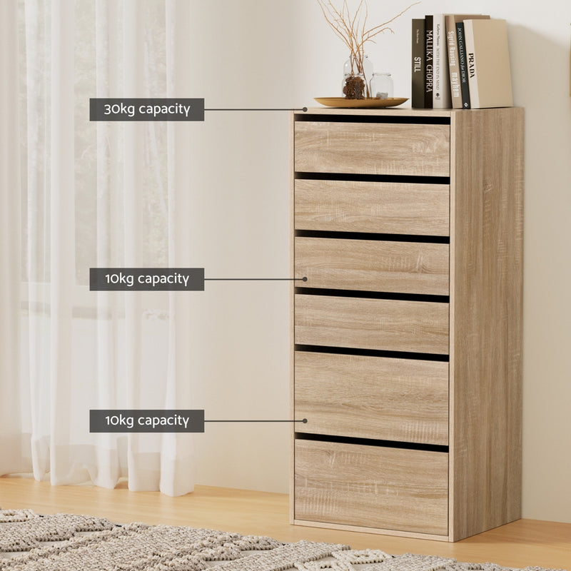 6 Chest of Drawers Dresser Tallboy Pine