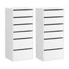 Artiss 2x 6 Drawer Tallboy Dresser Storage Cabinet White