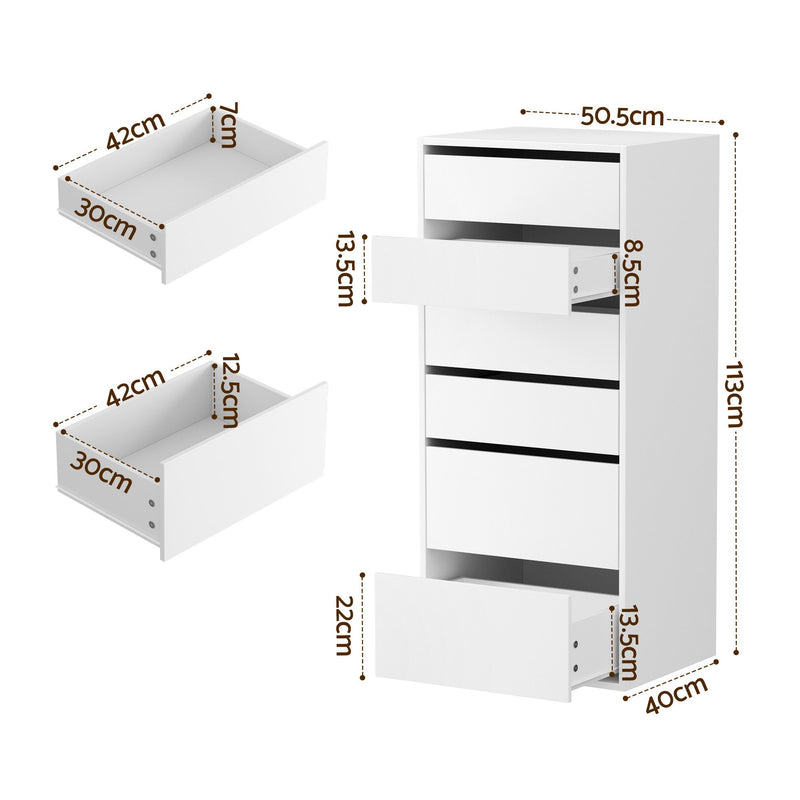 Artiss 2x 6 Drawer Tallboy Dresser Storage Cabinet White