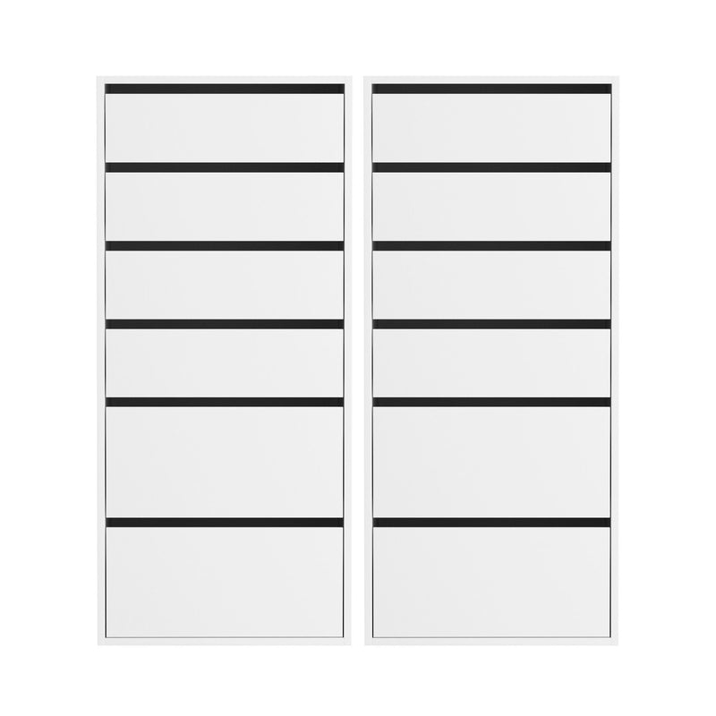 Artiss 2x 6 Drawer Tallboy Dresser Storage Cabinet White