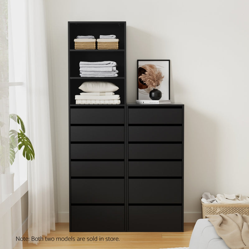 6 Chest of Drawers Tallboy Cabinet Black
