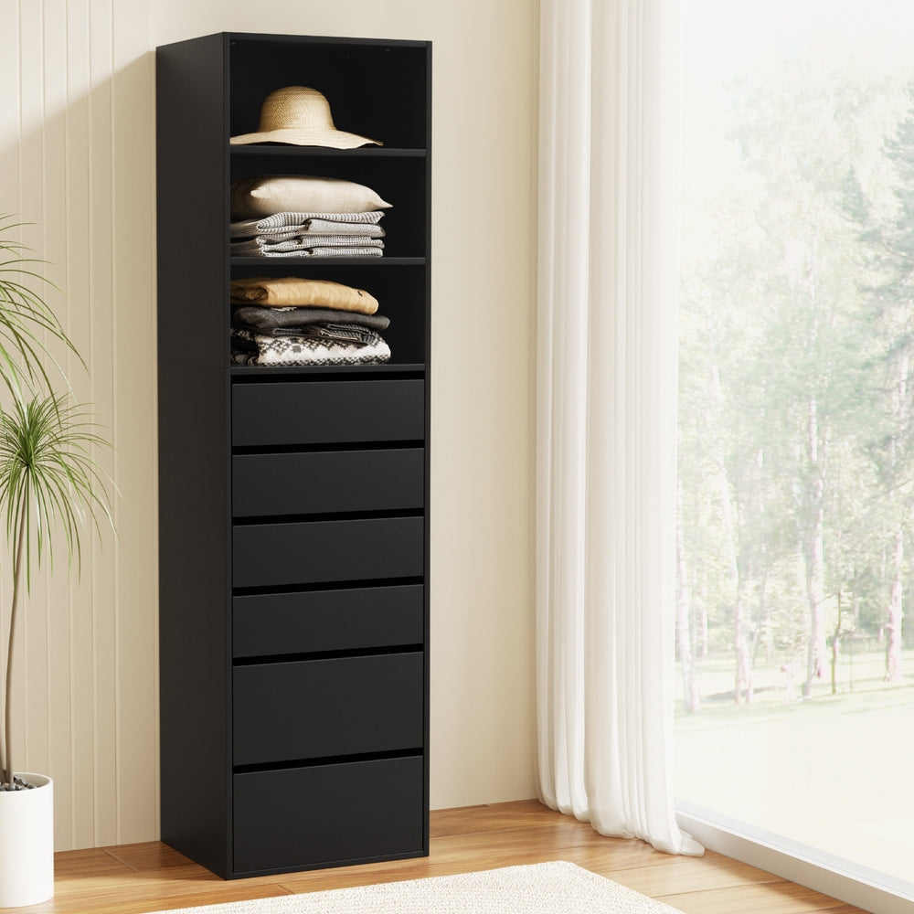 6 Chest of Drawers Tallboy Cabinet Black