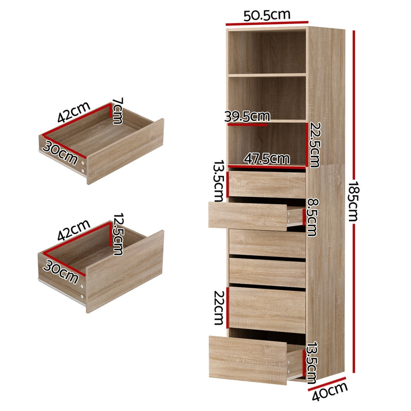 6 Chest of Drawers Tallboy Cabinet Pine