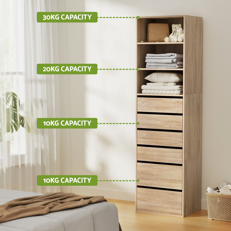 6 Chest of Drawers Tallboy Cabinet Pine