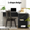 Computer Desk Shelf L-Shape Black 136CM