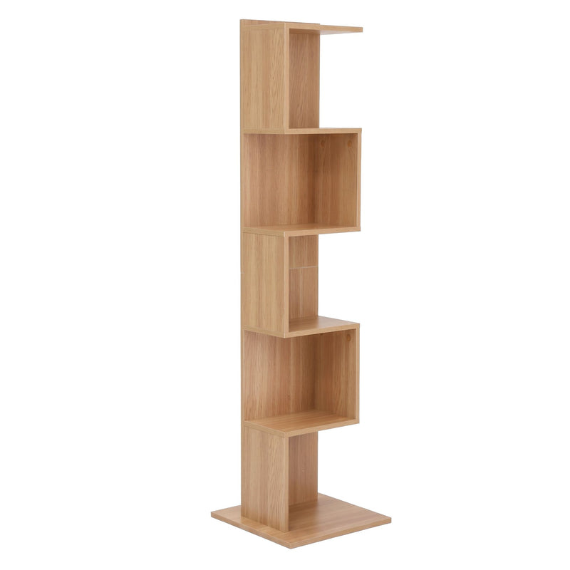 Artiss 5-Tier S-Shaped Bookshelf Bookcase – Oak
