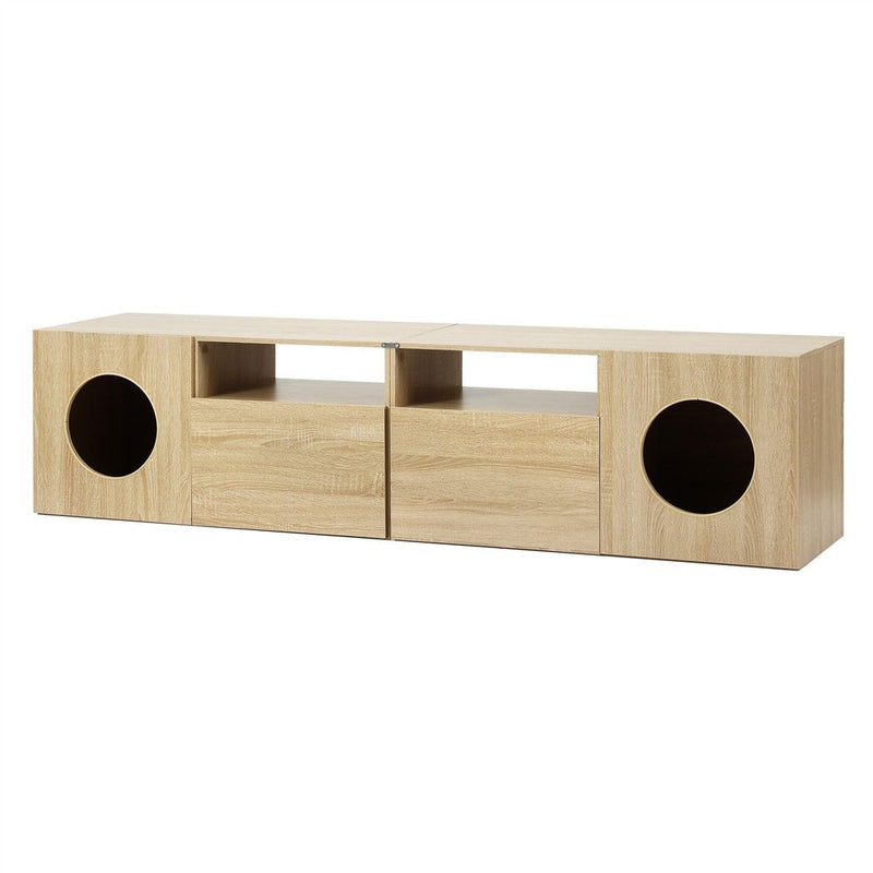Artiss 185cm TV Unit with Cat House Storage Cabinet – Pine